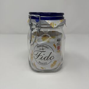 1 Liter Bormioli Rocco Fido Blue Top Glass Jar Hinged Top Canister Italy